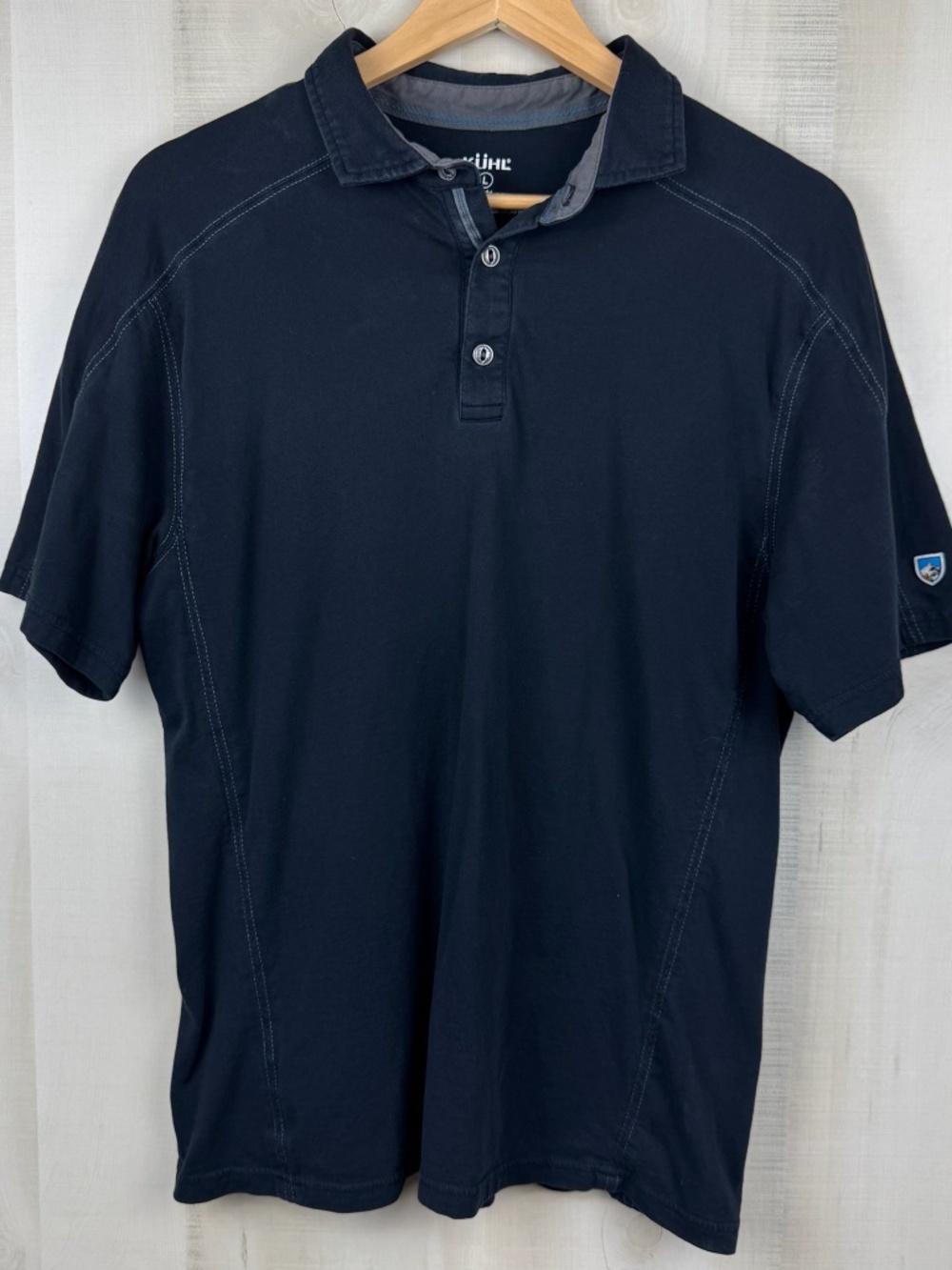 Kuhl Wildfibre Men’s Short Sleeve Wayfarer Polo Shirt Black Organic Cotton Large